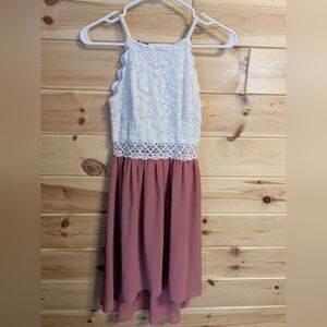 By & By Size 0 Pink/White Lace Party Dress Formal Floral Prom Wedding